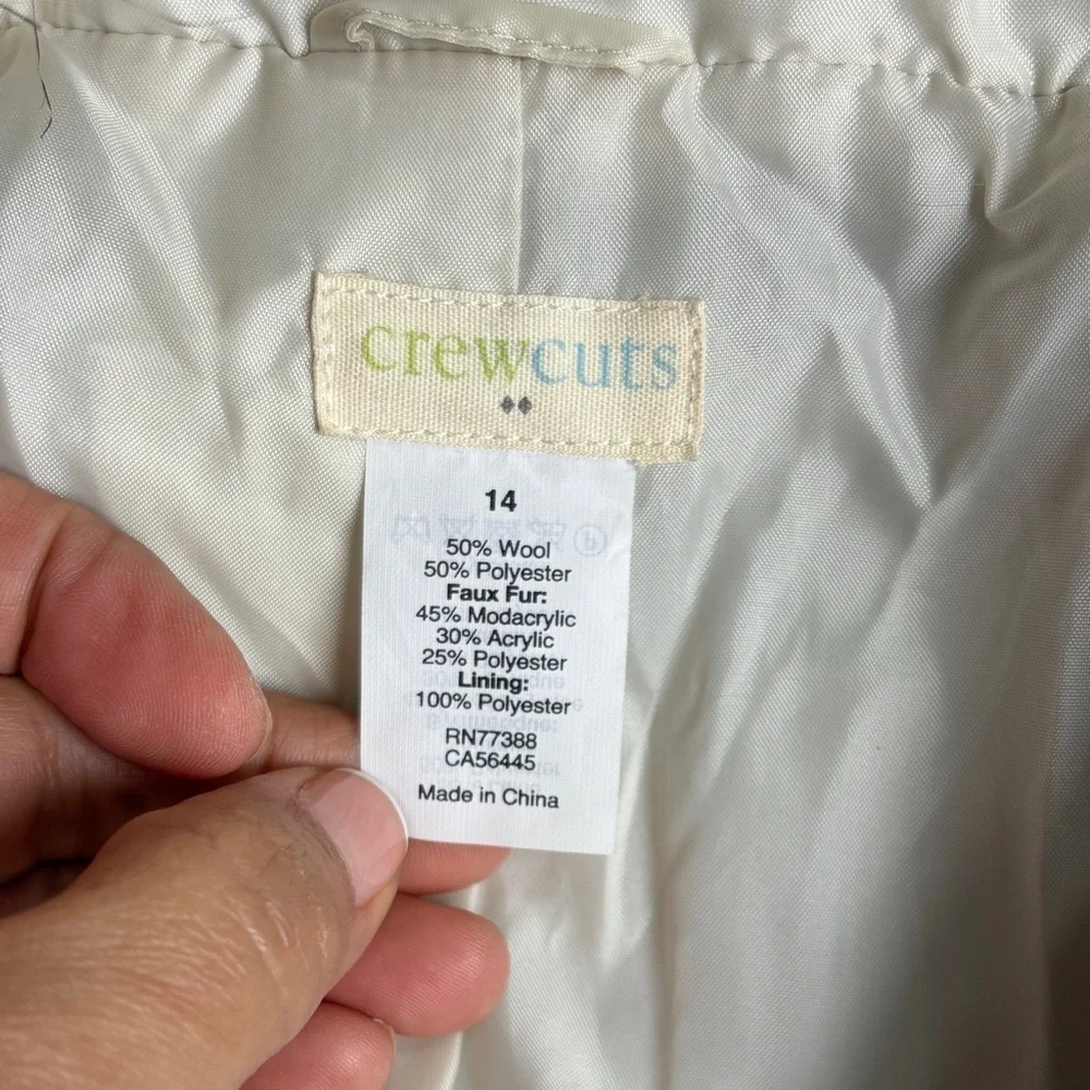 Crewcuts gray wool peacoat faux fur collar
